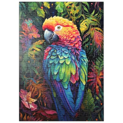 MyPuzzle Farbenfroher Scharlach-Ara im tropischen Dschungel - Premium 200 Teile Puzzle - MyPuzzle Sonderkollektion von Puzzle Galaxy von MyPuzzle.com