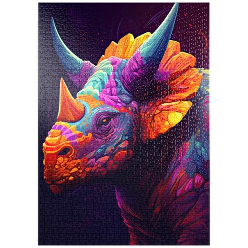 MyPuzzle Farbenfroher Triceratops - Premium 1000 Teile Puzzle - MyPuzzle Sonderkollektion von Puzzle Galaxy von MyPuzzle.com