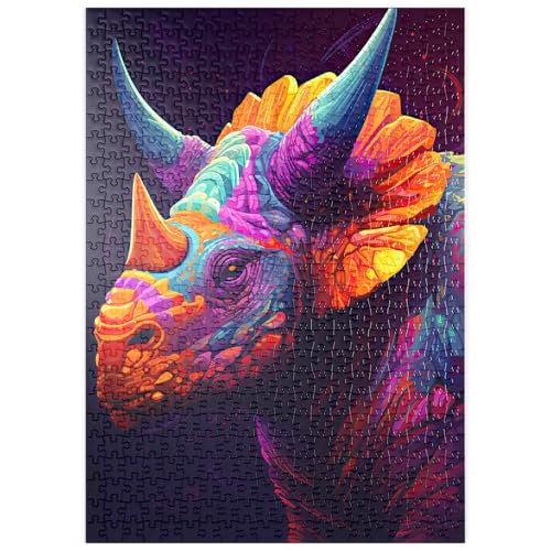 MyPuzzle Farbenfroher Triceratops - Premium 500 Teile Puzzle - MyPuzzle Sonderkollektion von Puzzle Galaxy von MyPuzzle.com