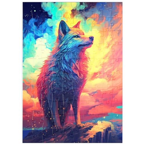 MyPuzzle Farbenfroher Wolf - Premium 100 Teile Puzzle - MyPuzzle Sonderkollektion von Puzzle Galaxy von MyPuzzle.com