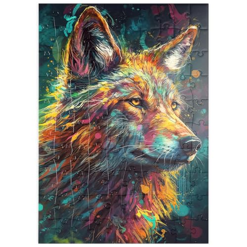 MyPuzzle Farbenfroher Wolf - Premium 100 Teile Puzzle - MyPuzzle Sonderkollektion von Puzzle Galaxy von MyPuzzle.com