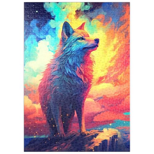 MyPuzzle Farbenfroher Wolf - Premium 500 Teile Puzzle - MyPuzzle Sonderkollektion von Puzzle Galaxy von MyPuzzle.com
