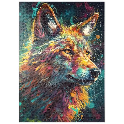 MyPuzzle Farbenfroher Wolf - Premium 500 Teile Puzzle - MyPuzzle Sonderkollektion von Puzzle Galaxy von MyPuzzle.com