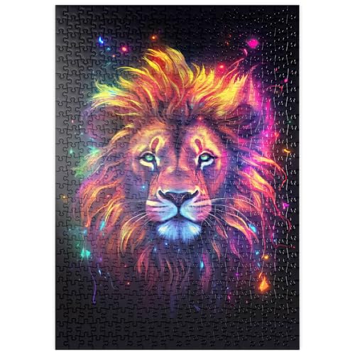 MyPuzzle Farbenfroher kosmischer Löwe - Premium 500 Teile Puzzle - MyPuzzle Sonderkollektion von Puzzle Galaxy von MyPuzzle.com