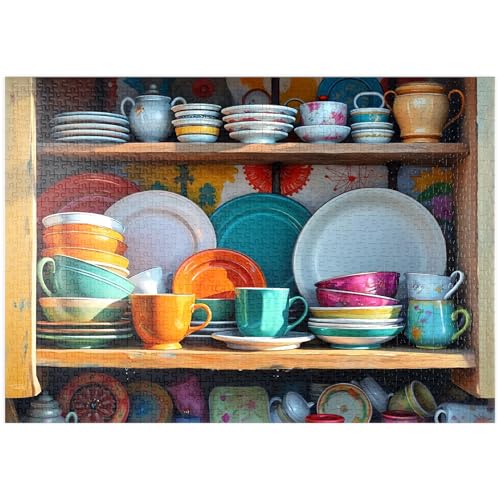 MyPuzzle Farbenfrohes Keramikgeschirr-Set in rustikalem Küchenschrank - Premium 1000 Teile Puzzle - MyPuzzle Sonderkollektion von Puzzle Galaxy MyPuzzle Farbenfrohes Keramikgeschirr-Set in rustikalem Küchenschrank - Premium 1000 Teile Puzzle - MyPuzzle Sonderkollektion von Puzzle Galaxy von MyPuzzle.com