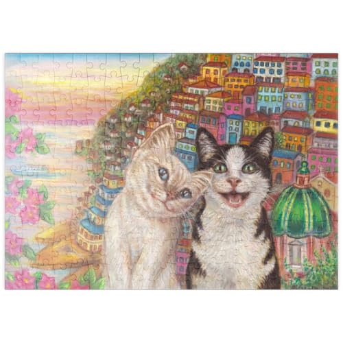 MyPuzzle Fröhliche Katzen in mediterraner Küstenstadt – Farbenfrohe Illustration - Premium 200 Teile Puzzle - MyPuzzle Sonderkollektion von Puzzle Galaxy MyPuzzle Fröhliche Katzen in mediterraner Küstenstadt – Farbenfrohe Illustration - Premium 200 Teile Puzzle - MyPuzzle Sonderkollektion von Puzzle Galaxy von MyPuzzle.com