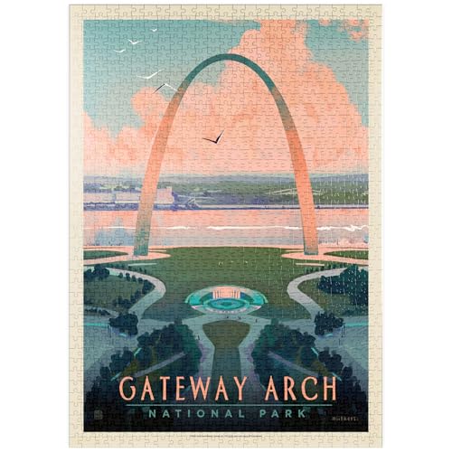 MyPuzzle Gateway Arch National Park: Bird's-Eye View, Vintage Poster - Premium 1000 Teile Puzzle - MyPuzzle Sonderkollektion von Anderson Design Group von MyPuzzle.com