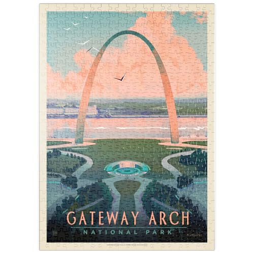 MyPuzzle Gateway Arch National Park: Bird's-Eye View, Vintage Poster - Premium 500 Teile Puzzle - MyPuzzle Sonderkollektion von Anderson Design Group von MyPuzzle.com