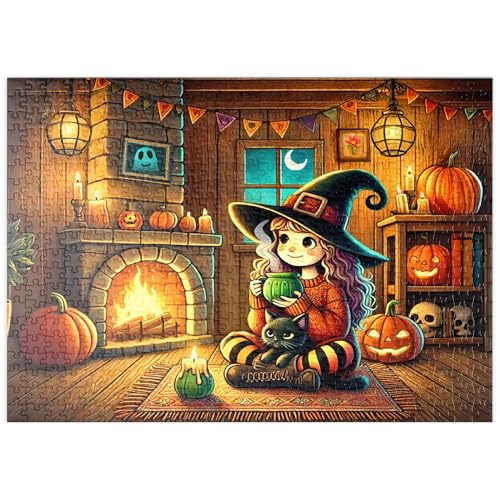 MyPuzzle Gemütliche Halloween-Hexe mit schwarzer Katze am Kamin - Premium 500 Teile Puzzle - MyPuzzle Sonderkollektion von Puzzle Galaxy MyPuzzle Gemütliche Halloween-Hexe mit schwarzer Katze am Kamin - Premium 500 Teile Puzzle - MyPuzzle Sonderkollektion von Puzzle Galaxy von MyPuzzle.com