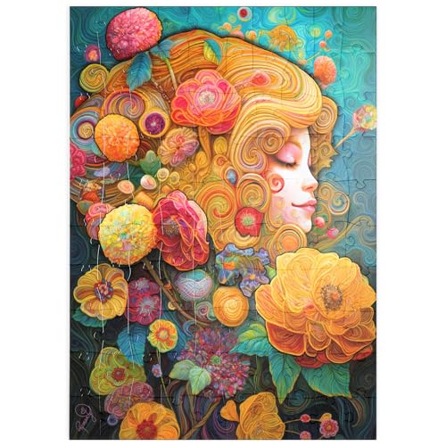 MyPuzzle Goldene Blumenträume in wirbelnder Harmonie - Premium 100 Teile Puzzle - MyPuzzle Sonderkollektion von Puzzle Galaxy von MyPuzzle.com