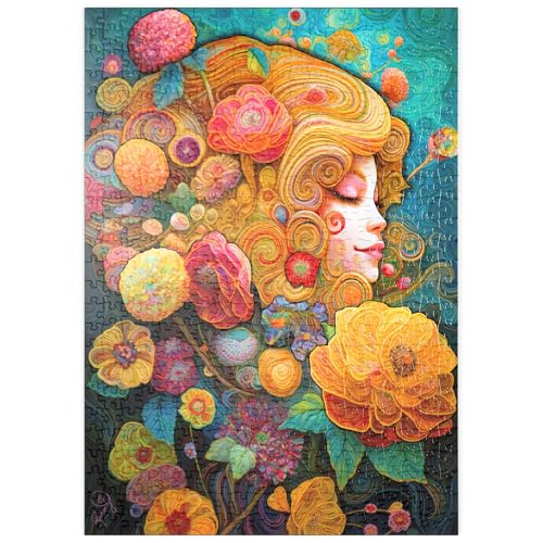 MyPuzzle Goldene Blumenträume in wirbelnder Harmonie - Premium 500 Teile Puzzle - MyPuzzle Sonderkollektion von Puzzle Galaxy von MyPuzzle.com