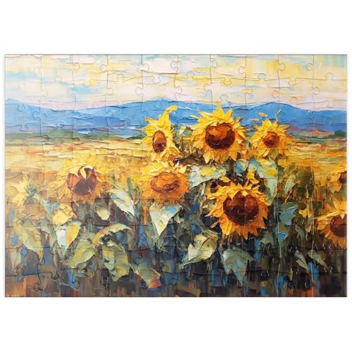 MyPuzzle Goldene Sonnenblumen in Sommerfeldern - Premium 100 Teile Puzzle - MyPuzzle Sonderkollektion von Puzzle Galaxy von MyPuzzle.com