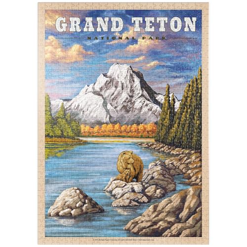 MyPuzzle Grand Teton National Park - Grizzly Bear Hug, Vintage Travel Poster - Premium 1000 Teile Puzzle - MyPuzzle Sonderkollektion von Havana Puzzle Company MyPuzzle Grand Teton National Park - Grizzly Bear Hug, Vintage Travel Poster - Premium 1000 Teile Puzzle - MyPuzzle Sonderkollektion von Havana Puzzle Company von MyPuzzle.com