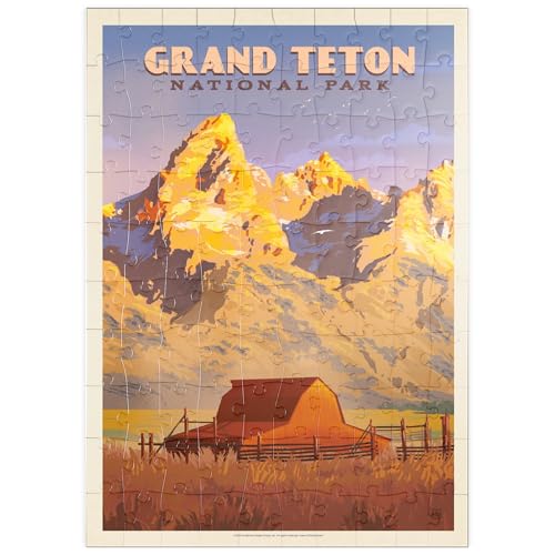 MyPuzzle Grand Teton National Park: Scheune, Vintage Poster - Premium 100 Teile Puzzle - MyPuzzle Sonderkollektion von Anderson Design Group von MyPuzzle.com