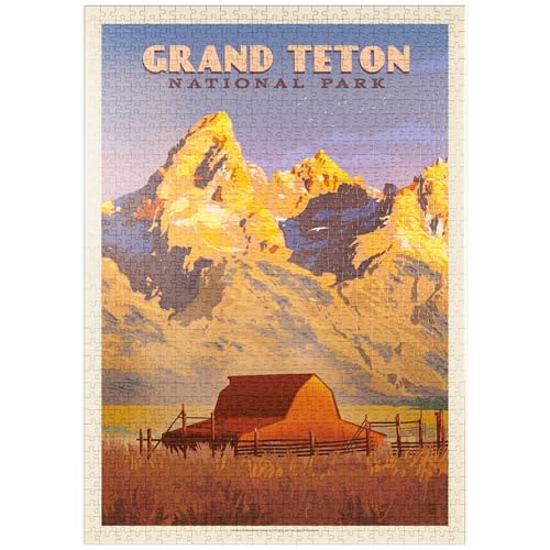 MyPuzzle Grand Teton National Park: Scheune, Vintage Poster - Premium 1000 Teile Puzzle - MyPuzzle Sonderkollektion von Anderson Design Group von MyPuzzle.com