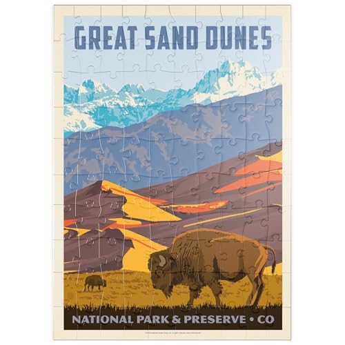 MyPuzzle Great Sand Dunes National Park: Bison, Vintage Poster - Premium 100 Teile Puzzle - MyPuzzle Sonderkollektion von Anderson Design Group MyPuzzle Great Sand Dunes National Park: Bison, Vintage Poster - Premium 100 Teile Puzzle - MyPuzzle Sonderkollektion von Anderson Design Group von MyPuzzle.com
