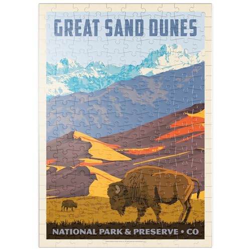 MyPuzzle Great Sand Dunes National Park: Bison, Vintage Poster - Premium 200 Teile Puzzle - MyPuzzle Sonderkollektion von Anderson Design Group von MyPuzzle.com