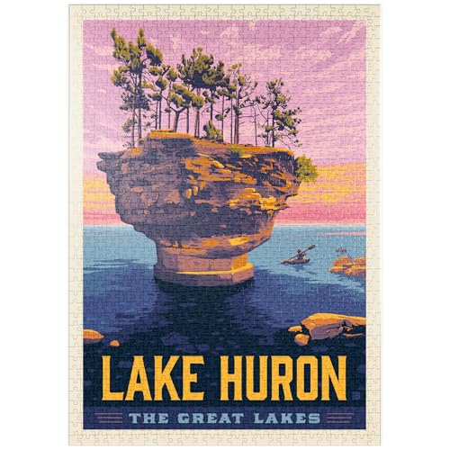 MyPuzzle Große Seen: Huronsee, Vintage-Poster - Premium 1000 Teile Puzzle - MyPuzzle Sonderkollektion von Anderson Design Group von MyPuzzle.com