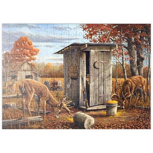 MyPuzzle Herbstliche Überraschung mit Rehen in der Jagdhütte - Premium 200 Teile Puzzle - MyPuzzle Sonderkollektion von Puzzle Galaxy von MyPuzzle.com