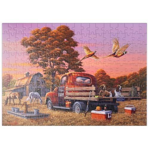 MyPuzzle Herbstlicher Bauernhof mit Fasanen und Oldtimer-LKW - Premium 200 Teile Puzzle - MyPuzzle Sonderkollektion von Puzzle Galaxy von MyPuzzle.com