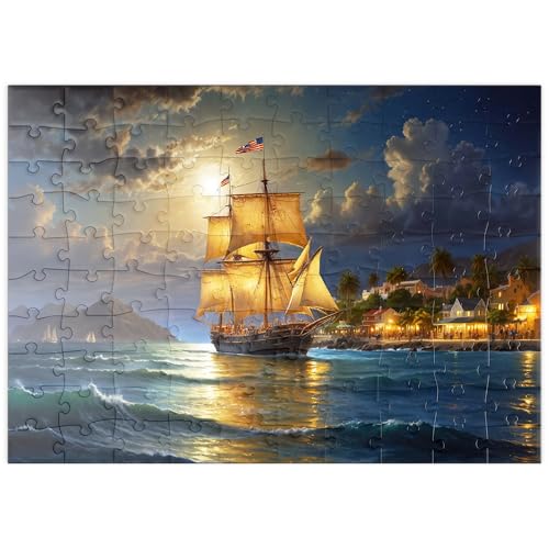 MyPuzzle Historisches Segelschiff bei Mondschein auf hoher See - Premium 100 Teile Puzzle - MyPuzzle Sonderkollektion von Puzzle Galaxy MyPuzzle Historisches Segelschiff bei Mondschein auf hoher See - Premium 100 Teile Puzzle - MyPuzzle Sonderkollektion von Puzzle Galaxy von MyPuzzle.com