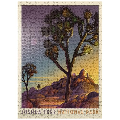 MyPuzzle Joshua Tree National Park - Into The Evening, Vintage Poster - Premium 500 Teile Puzzle für Erwachsene von MyPuzzle.com