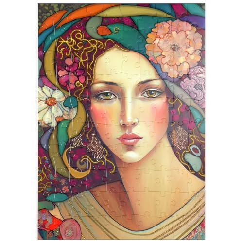 MyPuzzle Jugendstil-Frau mit floralen und goldenen Akzenten - Premium 100 Teile Puzzle - MyPuzzle Sonderkollektion von Puzzle Galaxy von MyPuzzle.com