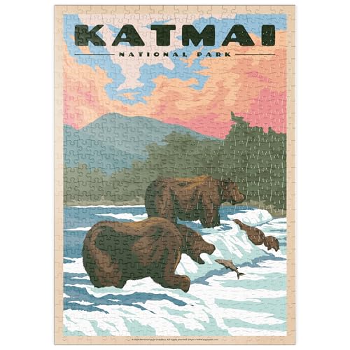 MyPuzzle Katmai National Park - Fishing Bears at Brooks Falls, Vintage Travel Poster - Premium 500 Teile Puzzle - MyPuzzle Sonderkollektion von Havana Puzzle Company MyPuzzle Katmai National Park - Fishing Bears at Brooks Falls, Vintage Travel Poster - Premium 500 Teile Puzzle - MyPuzzle Sonderkollektion von Havana Puzzle Company von MyPuzzle.com