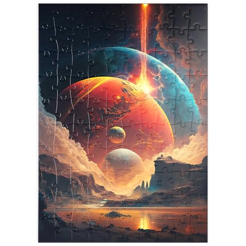 MyPuzzle Kosmische Kollision über fremde Landschaften - Premium 100 Teile Puzzle - MyPuzzle Sonderkollektion von Puzzle Galaxy von MyPuzzle.com