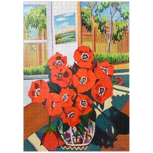 MyPuzzle Kräftige rote Mohnblumen im sonnigen Raum - Premium 1000 Teile Puzzle - MyPuzzle Sonderkollektion von Puzzle Galaxy von MyPuzzle.com