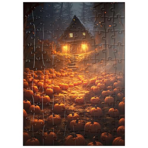 MyPuzzle Kürbisbeleuchteter Weg zur Geisterhütte - Premium 100 Teile Puzzle - MyPuzzle Sonderkollektion von Puzzle Galaxy von MyPuzzle.com