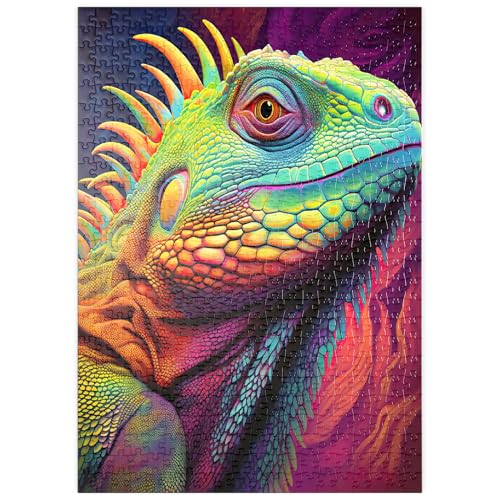 MyPuzzle Lebendiges Leguan-Porträt - farbenfrohe Digitale Kunst - Premium 500 Teile Puzzle - MyPuzzle Sonderkollektion von Puzzle Galaxy von MyPuzzle.com
