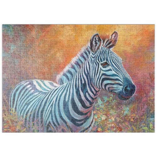 MyPuzzle Lebendiges Zebra-Portrait in Abstrakter Kunst - Premium 500 Teile Puzzle - MyPuzzle Sonderkollektion von Puzzle Galaxy von MyPuzzle.com