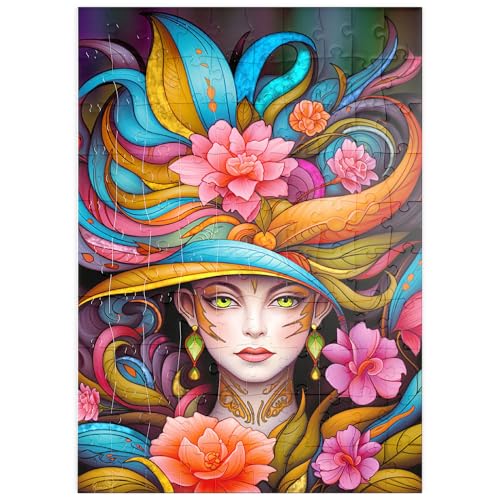 MyPuzzle Lebhafte Blumenfrau mit exotischer Eleganz - Premium 100 Teile Puzzle - MyPuzzle Sonderkollektion von Puzzle Galaxy von MyPuzzle.com