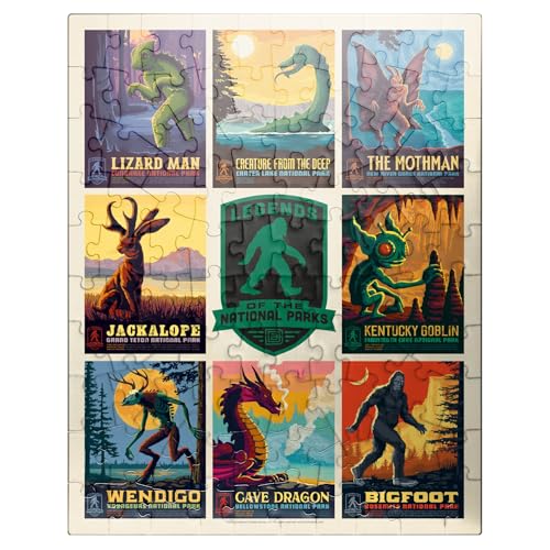 MyPuzzle Legends of The National Parks - Multi-Bild-Druck - Edition 1 - Vintage Poster - Premium 100 Teile Puzzle für Erwachsene von MyPuzzle.com