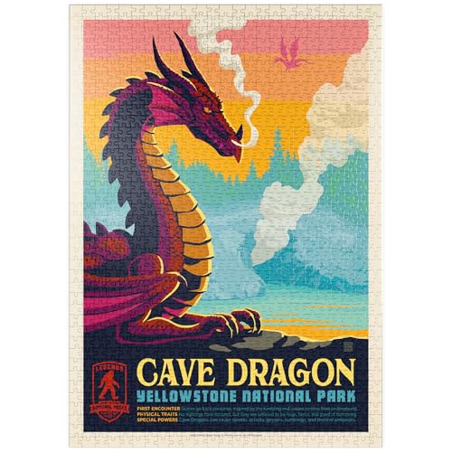 MyPuzzle Legends of The National Parks: Yellowstone's Cave Dragon, Vintage Poster - Premium 1000 Teile Puzzle - MyPuzzle Sonderkollektion von Anderson Design Group von MyPuzzle.com