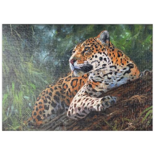 MyPuzzle Leopard ruht auf einem Waldstamm - Premium 500 Teile Puzzle - MyPuzzle Sonderkollektion von Puzzle Galaxy von MyPuzzle.com