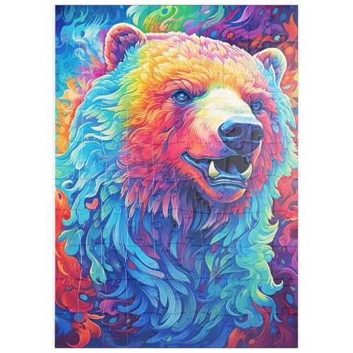 MyPuzzle Leuchtend Bunter Grizzlybär - Premium 100 Teile Puzzle - MyPuzzle Sonderkollektion von Puzzle Galaxy von MyPuzzle.com
