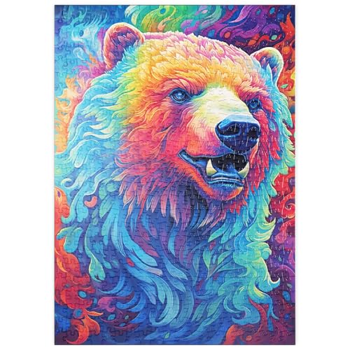 MyPuzzle Leuchtend Bunter Grizzlybär - Premium 500 Teile Puzzle - MyPuzzle Sonderkollektion von Puzzle Galaxy von MyPuzzle.com