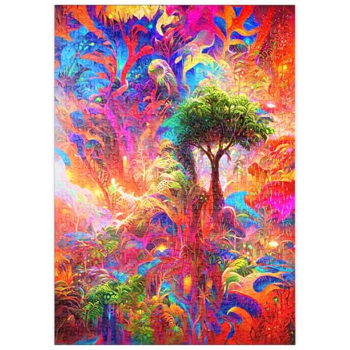 MyPuzzle Leuchtende Fantasy-Dschungel-Landschaft - Premium 500 Teile Puzzle - MyPuzzle Sonderkollektion von Puzzle Galaxy von MyPuzzle.com