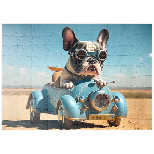 MyPuzzle Lustige Bulldogge fährt Auto - Premium 100 Teile Puzzle - MyPuzzle Sonderkollektion von Starnberger Spiele von MyPuzzle.com