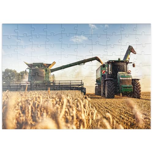 MyPuzzle Mähdrescher und Zugmaschine auf dem Weizenfeld - Premium 100 Teile Puzzle - MyPuzzle Sonderkollektion von Puzzle Galaxy von MyPuzzle.com