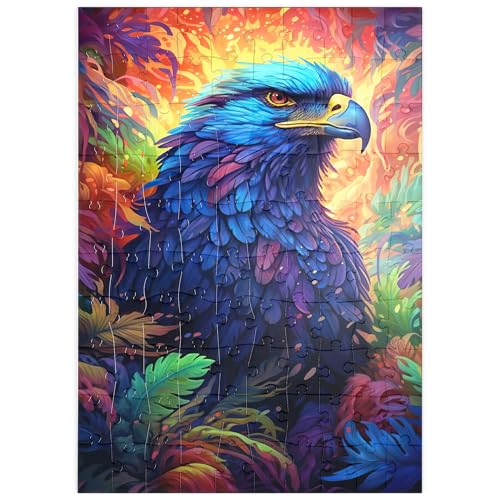MyPuzzle Majestätischer Blauadler in einem lebhaften Fantasiedschungel - Premium 100 Teile Puzzle - MyPuzzle Sonderkollektion von Puzzle Galaxy von MyPuzzle.com