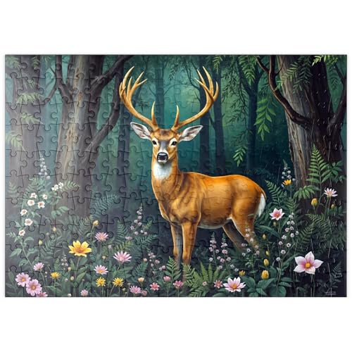 MyPuzzle Majestätischer Hirsch in einem ruhigen Wald mit Wildblumen - Premium 200 Teile Puzzle - MyPuzzle Sonderkollektion von Puzzle Galaxy MyPuzzle Majestätischer Hirsch in einem ruhigen Wald mit Wildblumen - Premium 200 Teile Puzzle - MyPuzzle Sonderkollektion von Puzzle Galaxy von MyPuzzle.com