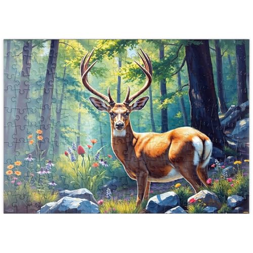 MyPuzzle Majestätischer Hirsch in einem sonnenbeschienenen Wald mit Wildblumen - Premium 200 Teile Puzzle - MyPuzzle Sonderkollektion von Puzzle Galaxy MyPuzzle Majestätischer Hirsch in einem sonnenbeschienenen Wald mit Wildblumen - Premium 200 Teile Puzzle - MyPuzzle Sonderkollektion von Puzzle Galaxy von MyPuzzle.com