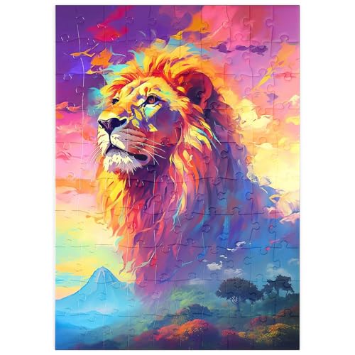 MyPuzzle Majestätischer Löwe mit pulsierendem Himmel - Premium 100 Teile Puzzle - MyPuzzle Sonderkollektion von Puzzle Galaxy von MyPuzzle.com