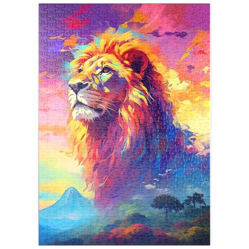 MyPuzzle Majestätischer Löwe mit pulsierendem Himmel - Premium 500 Teile Puzzle - MyPuzzle Sonderkollektion von Puzzle Galaxy von MyPuzzle.com