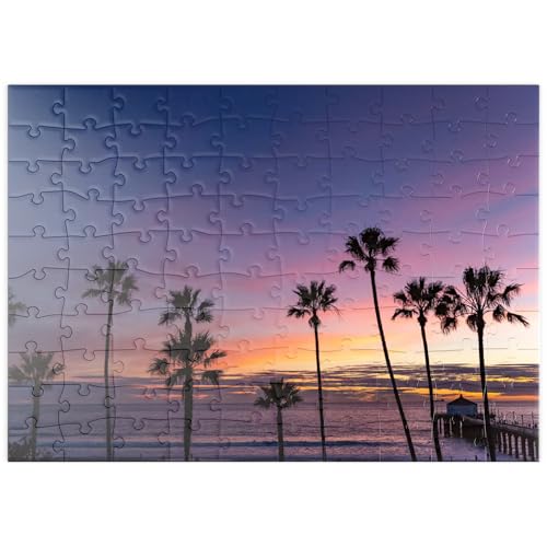 MyPuzzle Manhattan Beach Pier bei Sonnenuntergang mit Palmen-Silhouetten - Premium 100 Teile Puzzle - MyPuzzle Sonderkollektion von Puzzle Galaxy von MyPuzzle.com