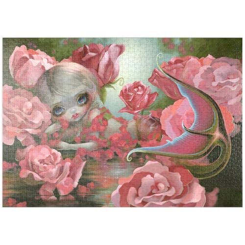 MyPuzzle Meerjungfrau mit Rosen - Jasmine Becket-Griffith - Premium 1000 Teile Puzzle - MyPuzzle Sonderkollektion von Tate & Co Puzzles von MyPuzzle.com