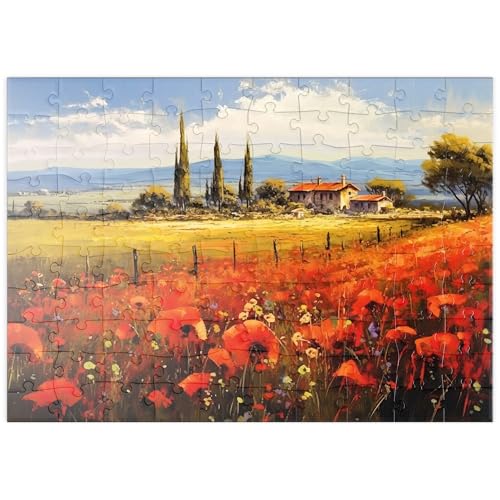 MyPuzzle Mohnfelder in der toskanischen Landschaft - Premium 100 Teile Puzzle - MyPuzzle Sonderkollektion von Puzzle Galaxy von MyPuzzle.com